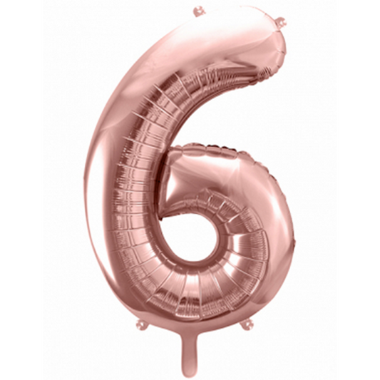 1 Ballon XXL - Zahl 6 - RoseGold - Luftballon-Welt 