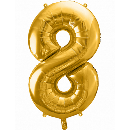 1 Ballon XXL - Zahl 8 - Gold - Luftballon-Welt 
