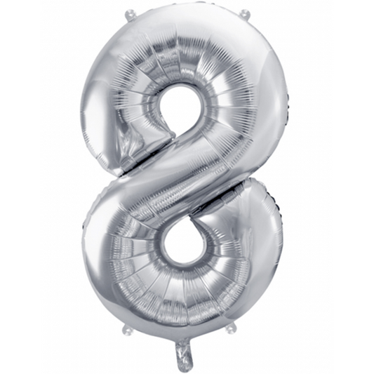1 Ballon XXL - Zahl 8 - Silber - Luftballon-Welt 