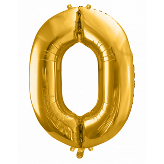 1 Ballon XXL - Zahl 0 - Gold - Luftballon-Welt 