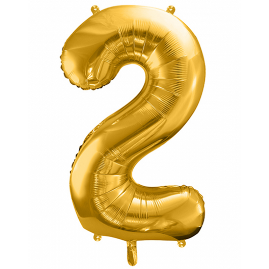 1 Ballon XXL - Zahl 2 - Gold - Luftballon-Welt 