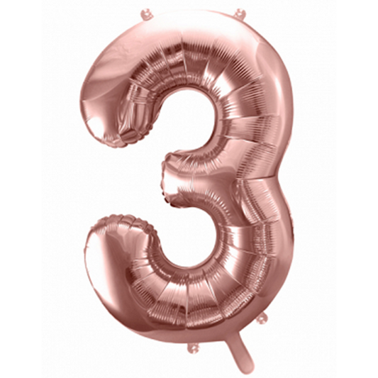 1 Ballon XXL - Zahl 3 - RoseGold - Luftballon-Welt 