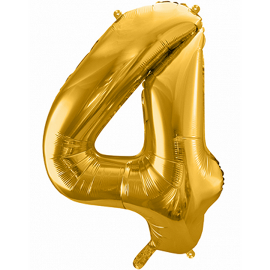 1 Ballon XXL - Zahl 4 - Gold - Luftballon-Welt 