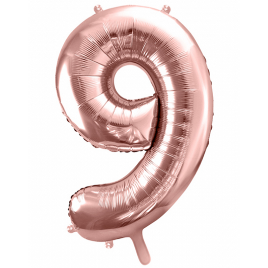 1 Ballon XXL - Zahl 9 - RoseGold - Luftballon-Welt 