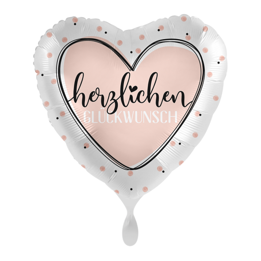 1 Ballon - Glossy Heart Herzlichen Glückwunsch - Luftballon-Welt 