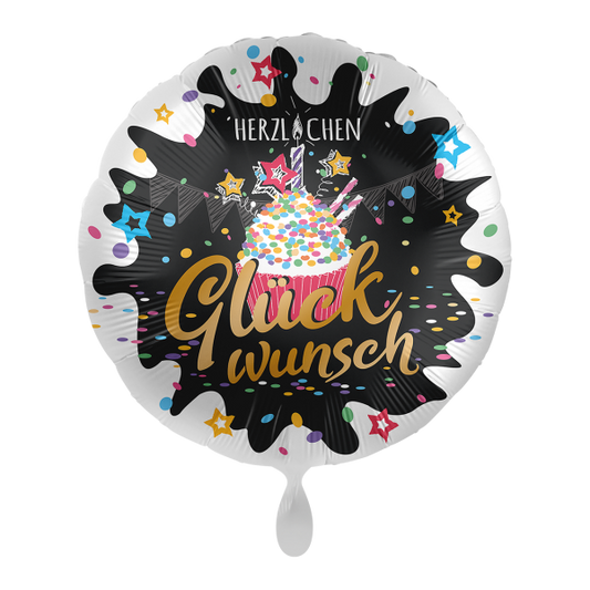 1 Ballon - Herzlichen Glückwunsch Cupcake - Luftballon-Welt 