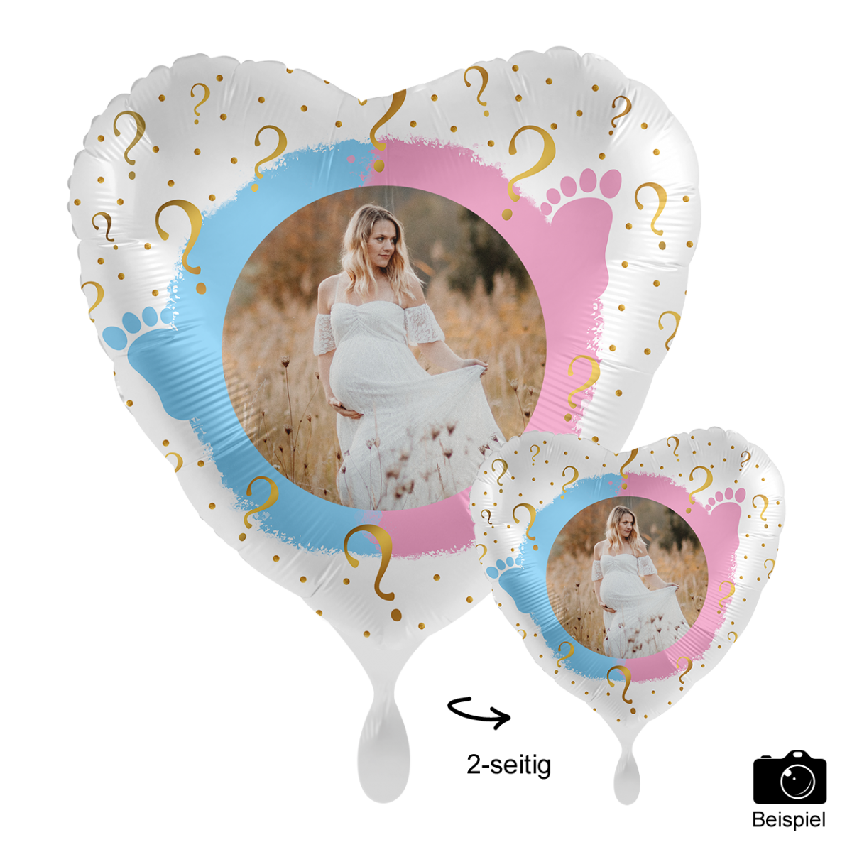 Fotoballon Ø 43cm Herzform - Gender Party Reveal