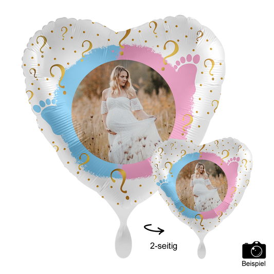 Fotoballon Ø 43cm Herzform - Gender Party Reveal
