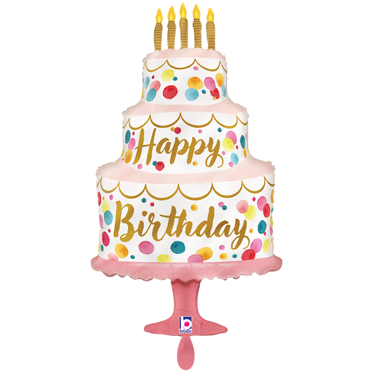 1 Balloon XXL - Satin Birthday Pink Cake - Luftballon-Welt