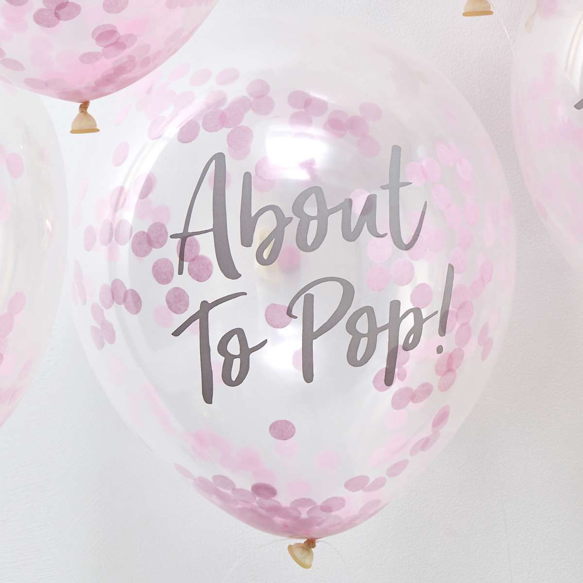 5 Balloons - 12" Confetti - Pink - About To Pop