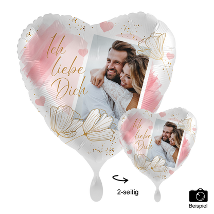 Fotoballon Ø 43cm Herzform - Tender Flowers