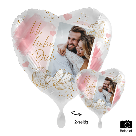 Fotoballon Ø 43cm Herzform - Tender Flowers