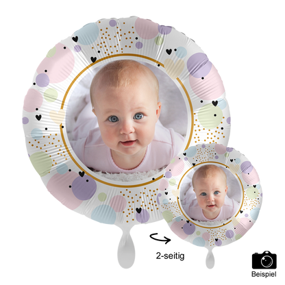 Fotoballon Ø 43cm rund - Pastel Hearts