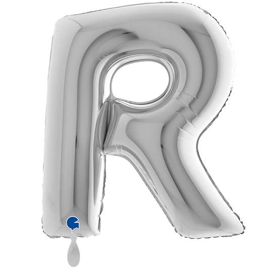 1 Balloon XXL - Letter R - Silver