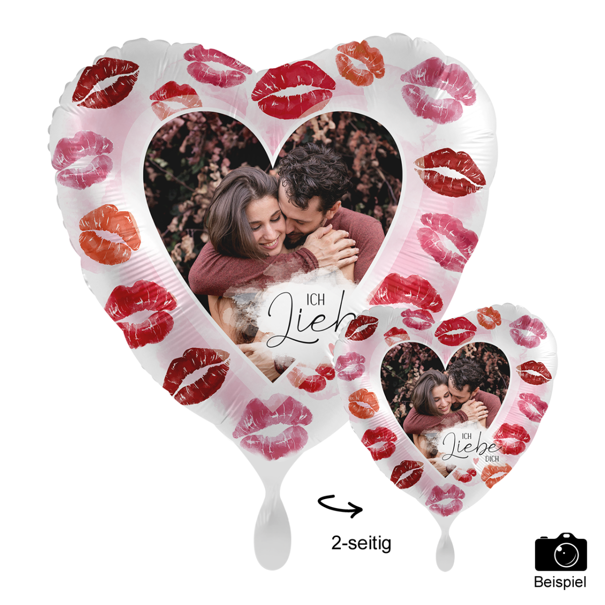 Ballon photo Ø 43cm forme cœur - Full of Kisses