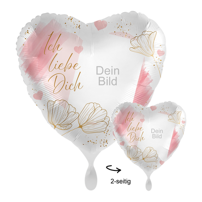 Fotoballon Ø 43cm Herzform - Tender Flowers