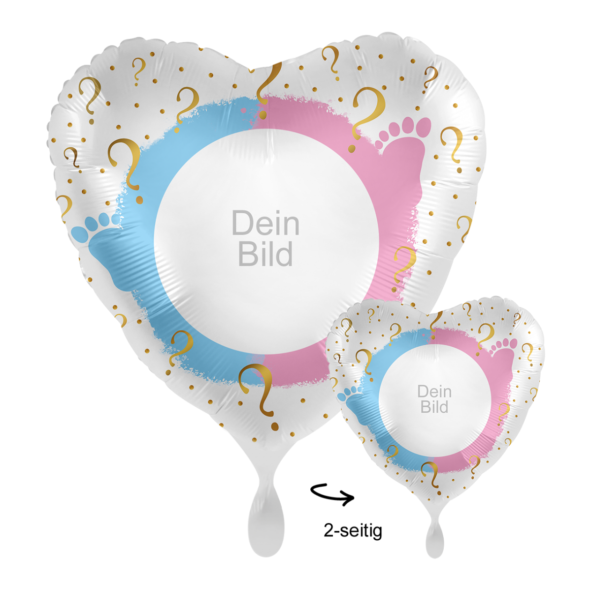 Fotoballon Ø 43cm Herzform - Gender Party Reveal