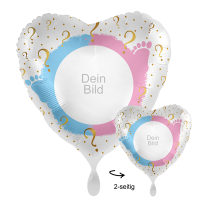 Fotoballon Ø 43cm Herzform - Gender Party Reveal
