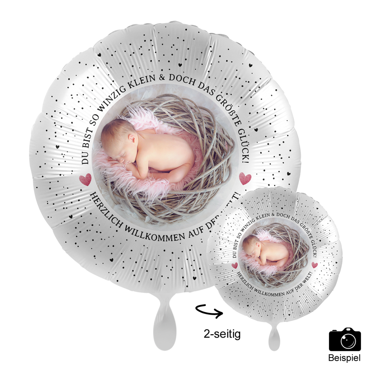Fotoballon Ø 43cm rund - Little Cute Baby Girl